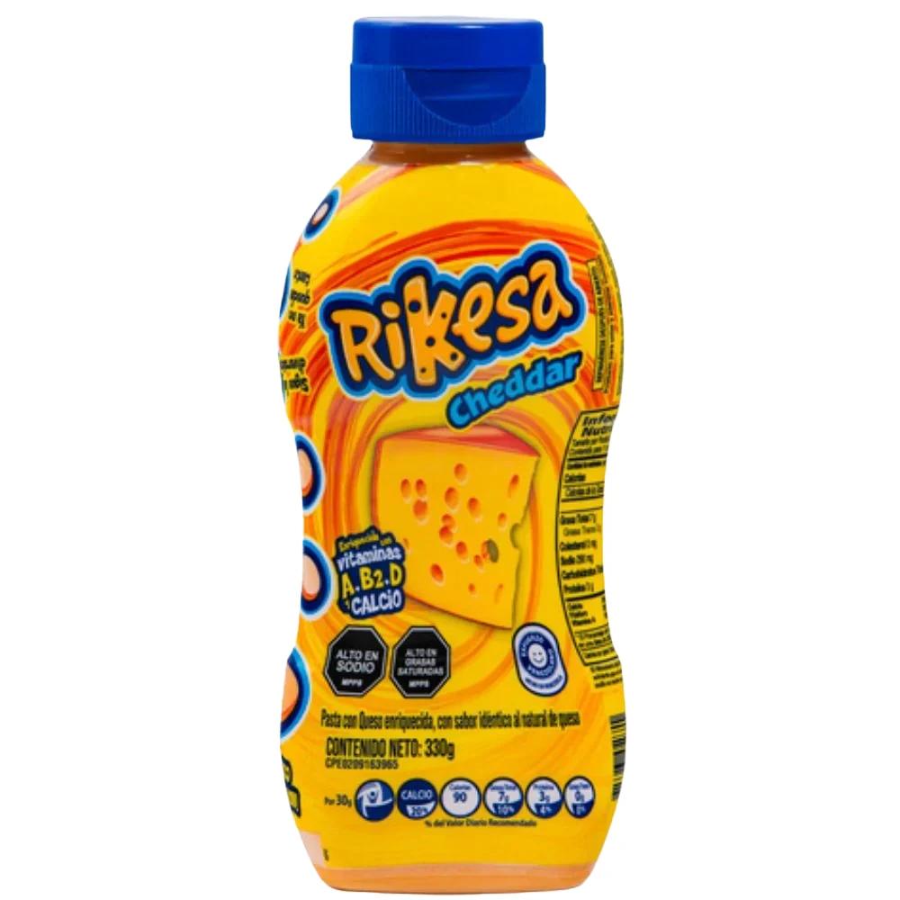 RIKESA QUESO CHEDDAR SQUEEZE 330Gx18UN